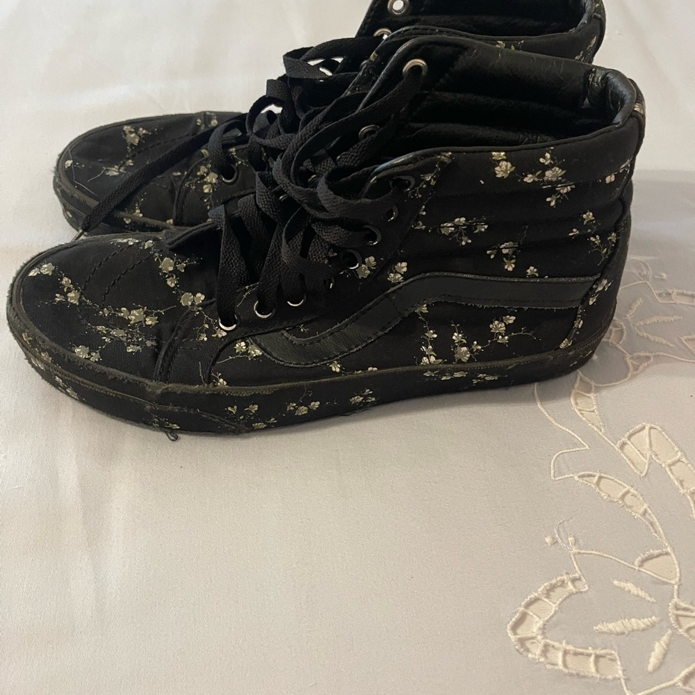 Vans Black Floral High-Top Sneakers